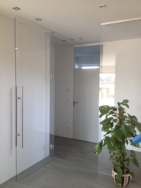 Ganzglastüre in Diamantglas